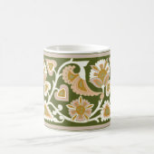 Olive and Peach Art nouveau Floral Coffee Mug (Centre)