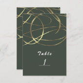 Olive Army Green & Gold Faux Foil Numéro de table (Devant / Derrière)