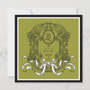 Olive Art Deco Bow Bewaar de datum Save The Date