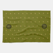 Olive avec or Accent Houndstooth Serviette de cuis (Horizontal)