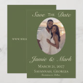 Olive & Beige Save the Date (Devant / Derrière)