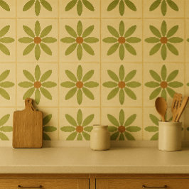 Olive Bloom-tegel – Vintage bloempatroon Tegeltje