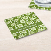 Olive Blossom Repeat Vierkante Kartonnen Onderzetter (Schuin)