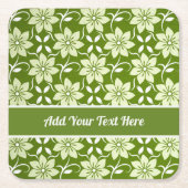 Olive Blossom Repeat Vierkante Kartonnen Onderzetter (Voorkant)