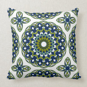 Olive-Blue-Kaleidocenter Kussen