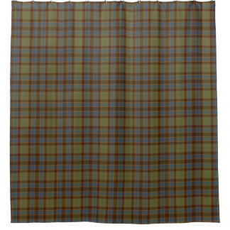 Olive Blue Orange Tartan Plaid Shower Curtain Douchegordijn