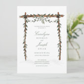 Olive Branch Arch Canopy Wedding Invitation Kaart (Staand voorkant)