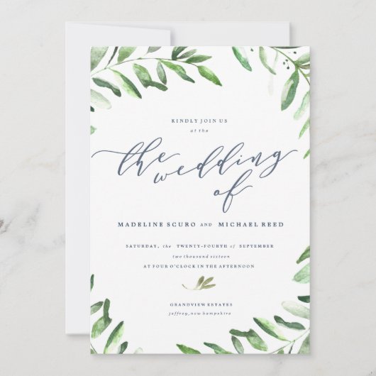 Olive Branch Boho Garden Invitation de mariage (Devant)