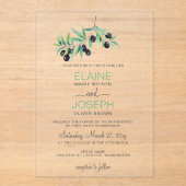 Olive Branch Botanical bruiloft Acryl Uitnodigingen (Voorkant)