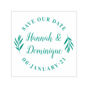 Olive Branch Calligraphy Save the Date Wedding Zelfinktende Stempel