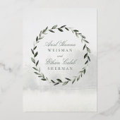 Olive Branch Chuppah Forest Wedding Gold Folie Uitnodiging (Achterkant)