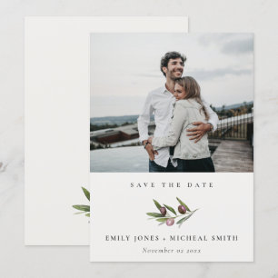 Olive Branch Foliage Save the Date Photo Card Bedankkaart