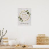 Olive Branch Green Gold Mariage Affiche de bienven (Cuisine)