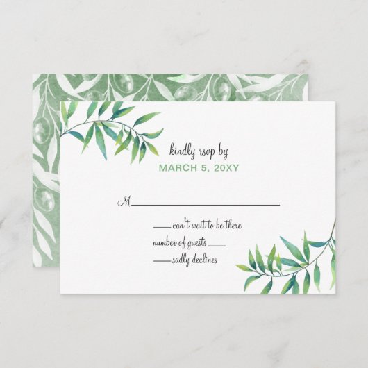 Olive Branch invitations de mariage botanique rsvp (Devant / Derrière)