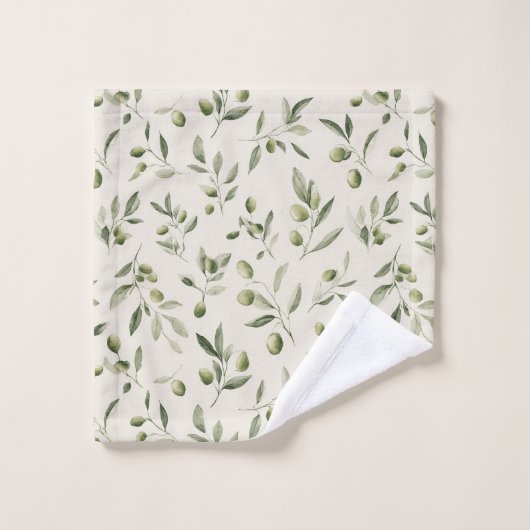 Olive Branch Mediterranean Pattern  Bad Handdoek (Wasdoekje)