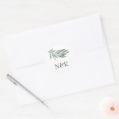Olive Branch Monogram Bruiloft Envelop Seal Ronde Sticker (Envelop)