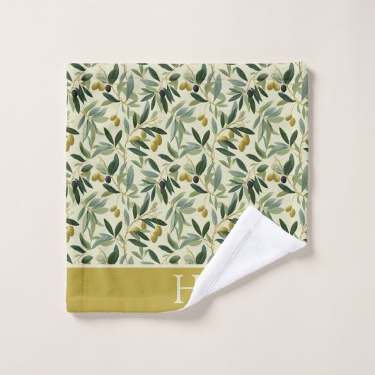 Olive Branch Monogram Initial (Gant de toilette)