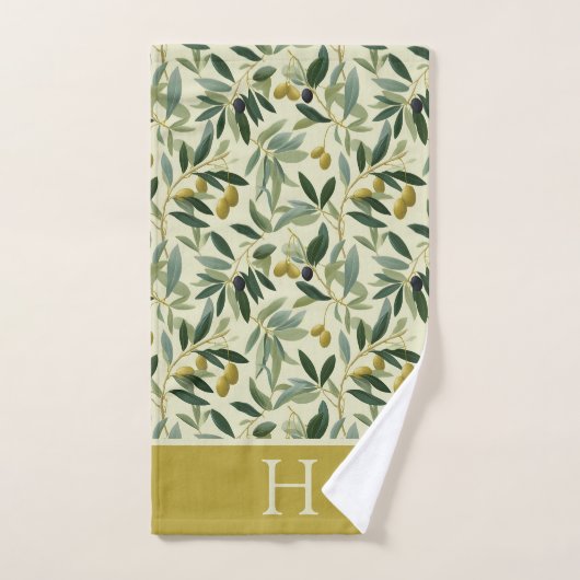 Olive Branch Monogram Initial (Serviette à main)