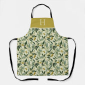 Olive Branch Monogram Initial All-Over Print Apron Schort (Voorkant)