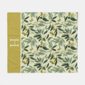 Olive Branch Monogram Initial Fleece Deken (Voorkant (Horizontaal))