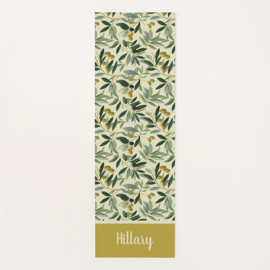 Olive Branch Monogram Name Yogamat (Voorkant)
