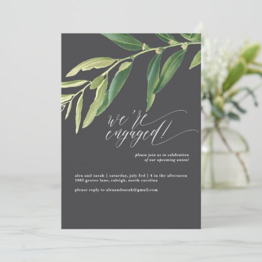 Olive Branch Moody Illustrated Engagement Party Kaart (Staand voorkant)