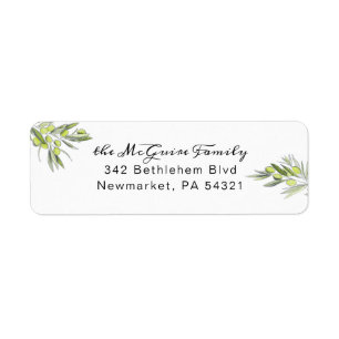 Olive Branch Return-adreslabel Etiket