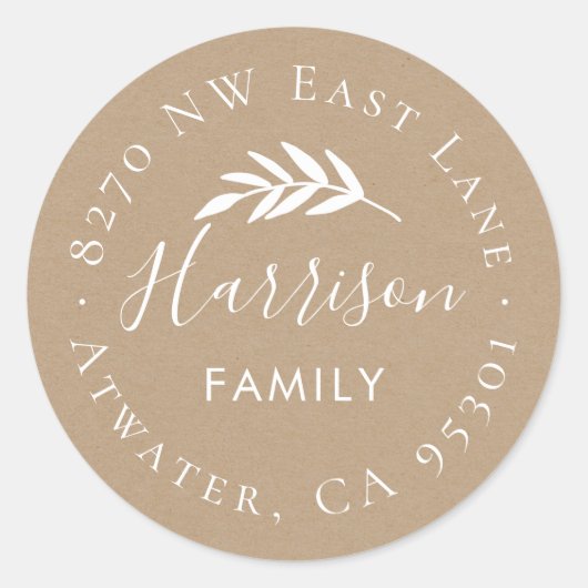 Olive Branch Round Return-adreslabel Ronde Sticker (Voorkant)