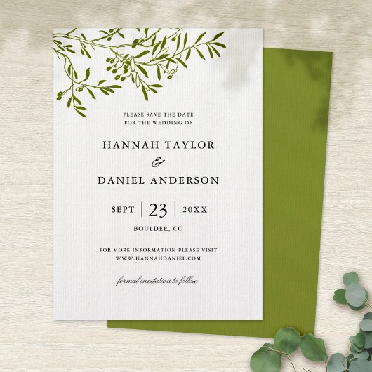 Olive Branch Save the Date kaartje