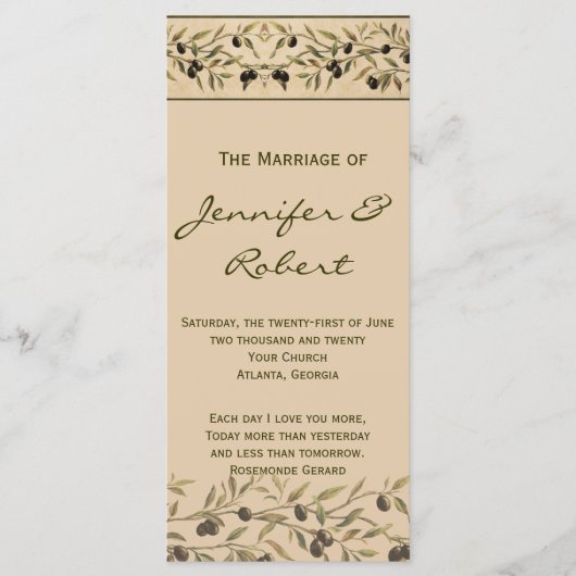 Olive Branch : Un programme de mariage tactile tos (Devant)