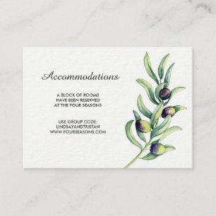 Olive Branch Vineyard Wedding Accommodation Card Informatiekaartje