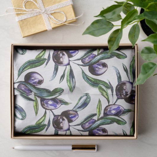 Olive Branch Watercolor Pattern Tissuepapier (Geschenk)