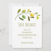 Olive Branch waterverf bewaart de datumkaart Save The Date (Voorkant)