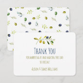 Olive Branch waterverf bruiloft dank u kaart (Voorkant / Achterkant)
