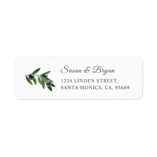 Olive Branch Wedding Address Label (Voorkant)