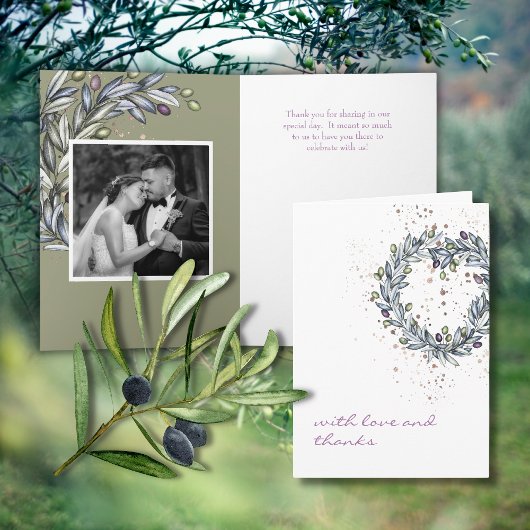 Olive Branch Wedding Folded Love & Bedankt Kaart