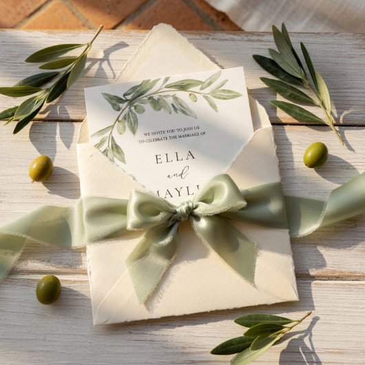 Olive Branch Wedding Invitation | Mediterranean