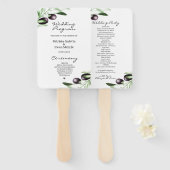 Olive Branch Wedding-programma Ventilatoren Handwaaier (Voorkant en achterkant)