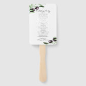 Olive Branch Wedding-programma Ventilatoren Handwaaier (Achterkant)
