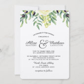 Olive Branch Witte Roos Huwelijksuitnodiging Kaart (Voorkant)