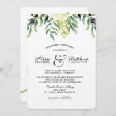Olive Branch Witte Roos Huwelijksuitnodiging Kaart (Voorkant / Achterkant)