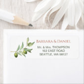 Olive Branches Waterverf Rustic Wedding Address Etiket (Insitu)