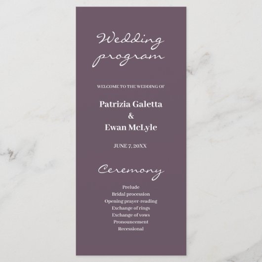 Olive Brown Wedding Flat Programma (Voorkant)