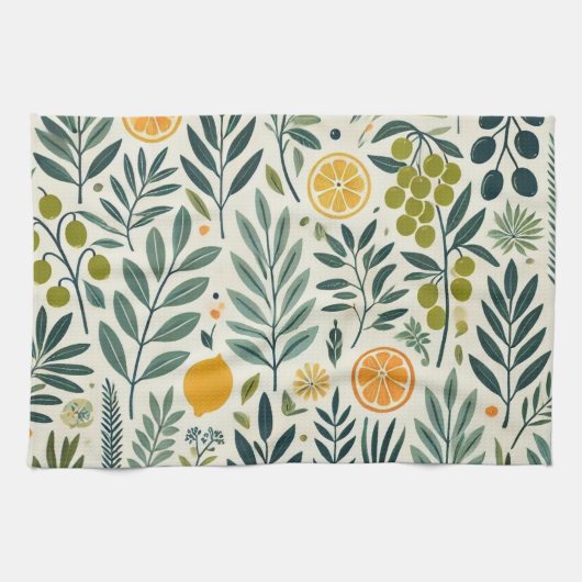 Olive & Citrus Imprimer Serviette de thé (Horizontal)