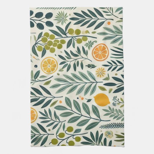 Olive & Citrus Imprimer Serviette de thé (Vertical)