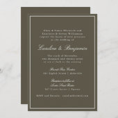 Olive Classic Border Script Elegant Wedding RSVP Kaart (Voorkant / Achterkant)