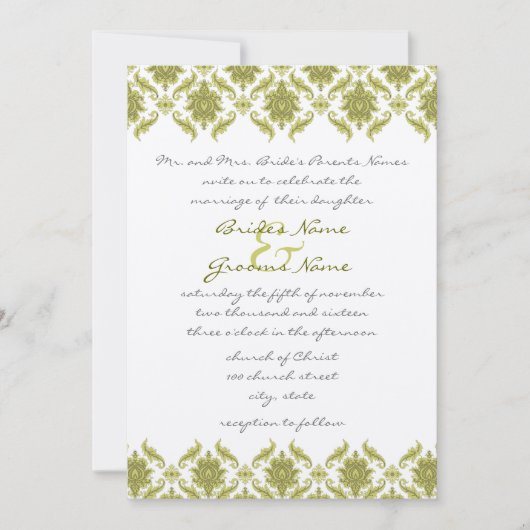 Olive Damas Faire-part de mariage Monogramme (Devant)