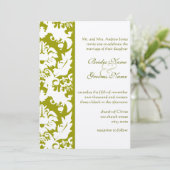 Olive Damask Wedding Invitations Kaart (Staand voorkant)
