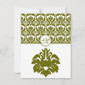 Olive Damask Wedding Invitations Kaart (Achterkant)