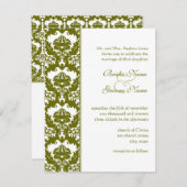 Olive Damask Wedding Invitations Kaart (Voorkant / Achterkant)